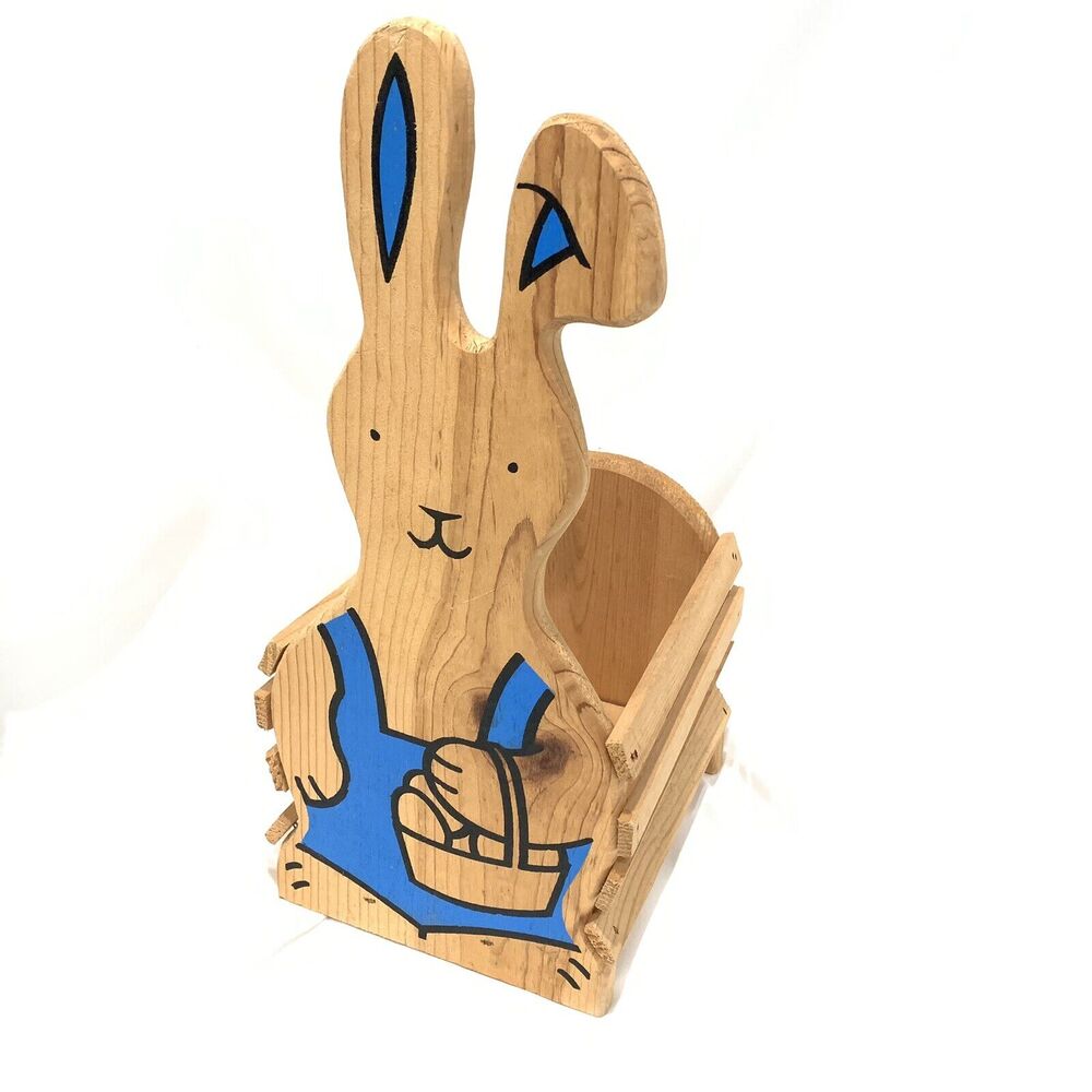 Carmel Wood Products Rabbit Box Crate Children's Decor Kids Book Storage Bunny